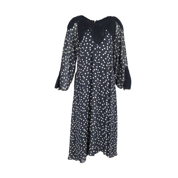 Rixo London Irene Crochet-Paneled Polka Dot Midi Dress in...